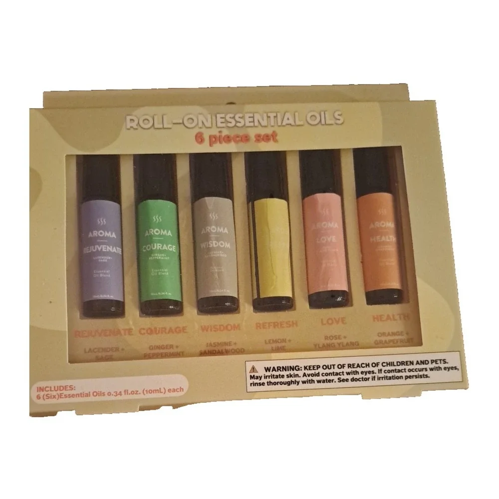 Essential Oils Roll On GIFT Set Of 6. Unisex, For Stress Relief, Relaxing, 10ML